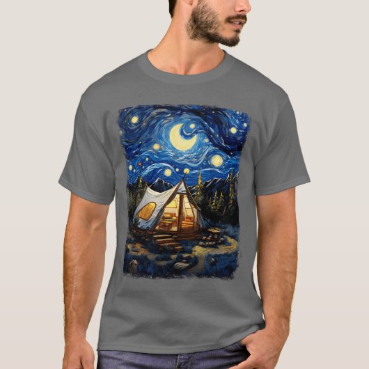 Glamping Glamper Camping Camper Starry Night Paint Tシャツ (正面)
