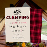 Glamping Red Plaid Rhinestones 30th Birthdayパーティー 招待状<br><div class="desc">キャンピングとラインストーンのタイトルに赤い格子板を特集したシンプルパーティーの週末のキャンピングテーマとシックな30歳の誕生日テンプレートの週末の招待モダンは、デジタル効果ではなく、ラインストーン、手描きキャンピングとアウトドアのアイコン(火のキャンプ、マーシュマリーズレット、テント、ランプなど実在)、テクスチャ。おもしろいキャンプ、ハイキング、または女の子との任意のアウトドアの大きな誕生日の週末のための素敵な選択、家族など。</div>