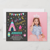 Glamping Sleepover Birthday Party  招待状 (正面)