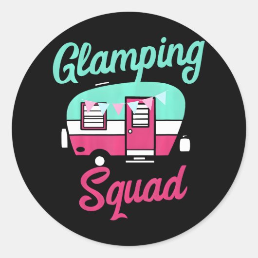 Glamping Squad可愛いポップアップキャンピングキャンパーグランプ ラウンドシール (正面)