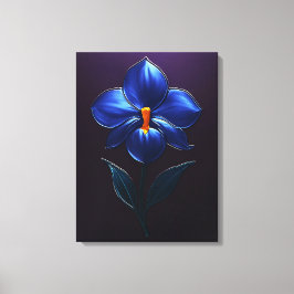 Glänzende Blaue Orchidee – Botanische Kunst キャンバスプリント