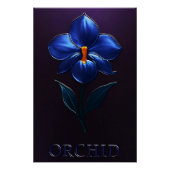 Glänzende Blaue Orchidee – Botanische Kunst ポスター (正面)