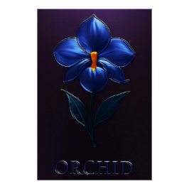 Glänzende Blaue Orchidee – Botanische Kunst ポスター
