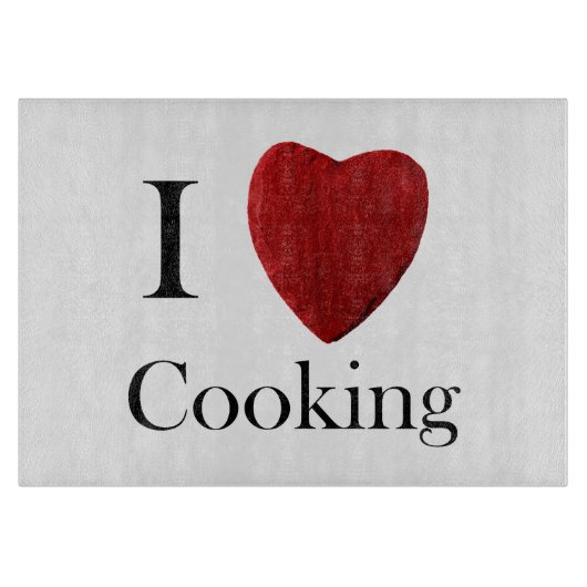 Glas Schneidebrett I Love Cooking カッティングボード (正面)