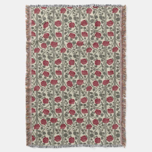 Glasgow Rose - Art Nouveau スローブランケット (正面縦)
