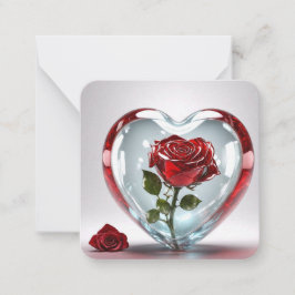 Glasherz mit Rosen-Karte / Glass heart with roses  ノートカード