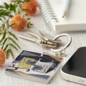 GlassおよびNewspaper 1917年(合板の油) キーホルダー (正面右)