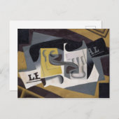 GlassおよびNewspaper 1917年(合板の油) ポストカード (正面/裏面)