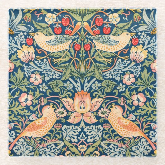 GLASS COASTER :ウィリアム・モリス・ストロベリー泥棒 ガラスコースター (正面)