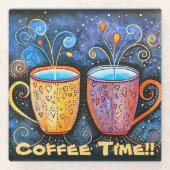 Glass COASTER - Coffee Time ガラスコースター (正面)