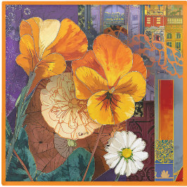 Glass COASTER - Colorful Floral Arrangement ガラスコースター