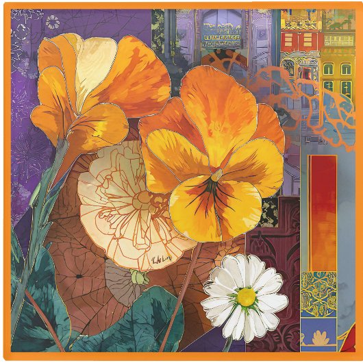 Glass COASTER - Colorful Floral Arrangement ガラスコースター