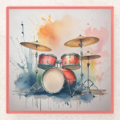 Glass COASTER - Drums on a Coaster ガラスコースター (正面)
