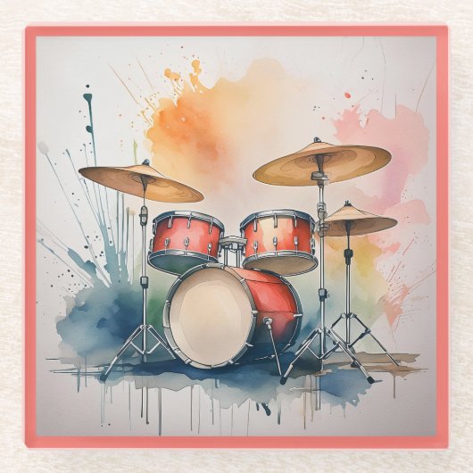 Glass COASTER - Drums on a Coaster ガラスコースター (正面)