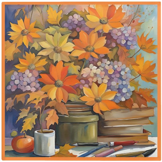 Glass COASTER - Golden Shades of Orange & Violet ガラスコースター