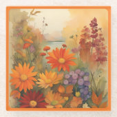 Glass COASTER - Golden Shades of Orange & Yellow ガラスコースター (正面)