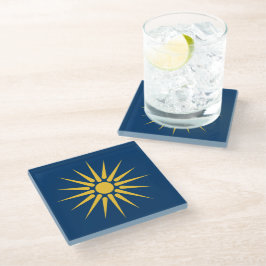 Glass coaster with flag of Macedonia, Greece ガラスコースター