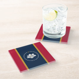 Glass coaster with flag of Mississippi State, USA ガラスコースター