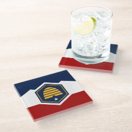 Glass coaster with new flag of Utah, USA ガラスコースター