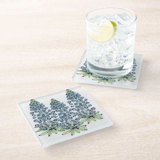 Glass Coasters - Texas Blue Bonnet Lupine ガラスコースター