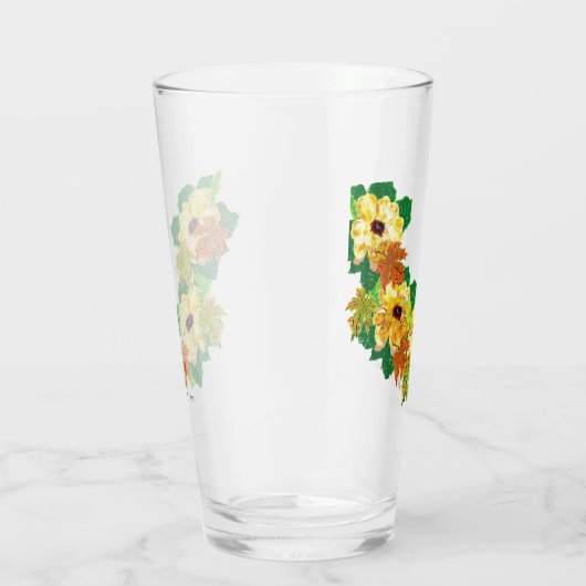Glass Cup ：紅葉付き黒目スーザンつる植物 タンブラーグラス (右)