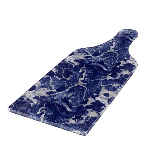 Glass Cutting Board - Blue & Silver Marble Pattern カッティングボード (角)