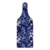 Glass Cutting Board - Blue & Silver Marble Pattern カッティングボード (正面)
