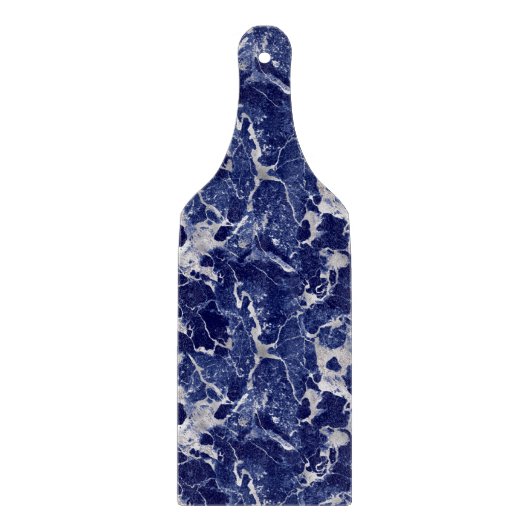 Glass Cutting Board - Blue & Silver Marble Pattern カッティングボード (正面)