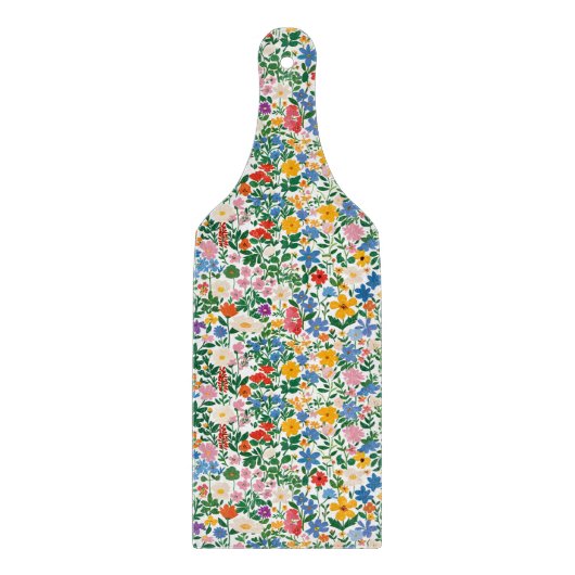 Glass Cutting Board - Happy Floral Flower Pattern. カッティングボード (正面)