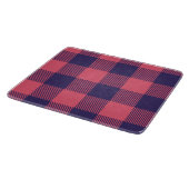 Glass Cutting Board Hot Pink Magenta Indigo Plaid カッティングボード (角)