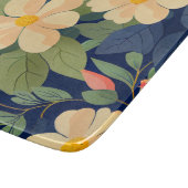 Glass Cutting Board Navy Pink Floral Botanical カッティングボード (角)