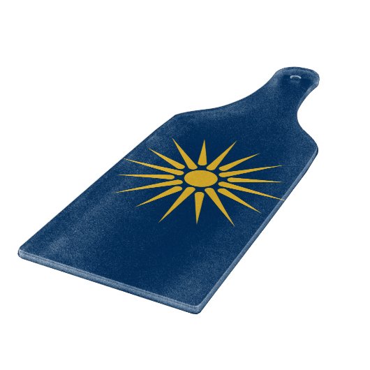 Glass cutting board paddle with flag Macedonia カッティングボード (角)