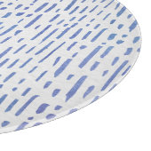 Glass Cutting Board Round - Blue Stripe Pattern カッティングボード (角)