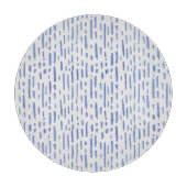 Glass Cutting Board Round - Blue Stripe Pattern カッティングボード (正面)