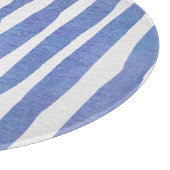 Glass Cutting Board Round - Blue Stripe Pattern カッティングボード (角)