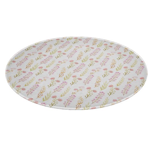 Glass Cutting Board Round - Pink Flower Pattern カッティングボード (角)