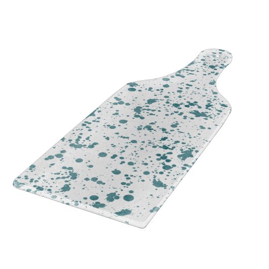 Glass Cutting Board - Teal Splashes & Splatters カッティングボード (角)