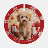 Glass Dog Lover Christmas Ornament With Snowflakes ガラスオーナメント (裏面)