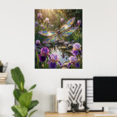 Glass Dragonfly Iris Bloom ポスター (ホームオフィス)