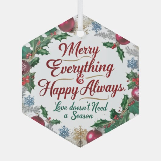 Glass Hexagon Ornament – Elegant Modern Christmas  ガラスオーナメント (正面)