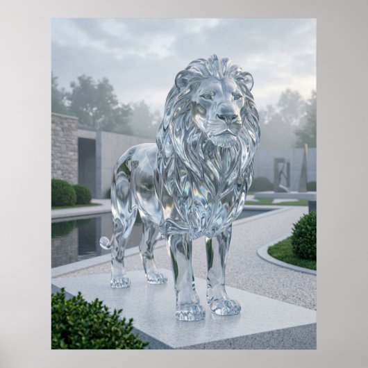 Glass Lion Sculpture Dawn ポスター (正面)