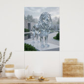 Glass Lion Sculpture Dawn ポスター (キッチン)
