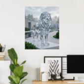 Glass Lion Sculpture Dawn ポスター (ホームオフィス)