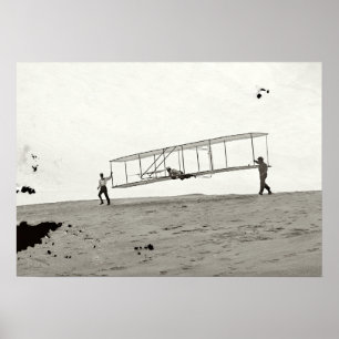 GLASS NEGATIVE WRIGHT GLIDER FIRST FLIGHT 1902 ポスター
