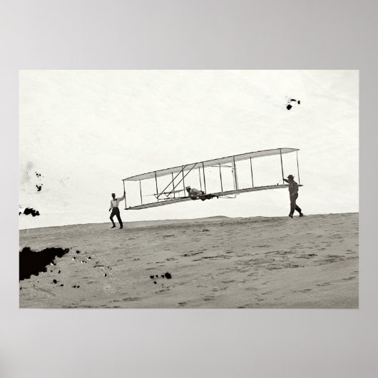 GLASS NEGATIVE WRIGHT GLIDER FIRST FLIGHT 1902 ポスター (正面)