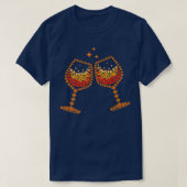 Glass Of Wine Maple Leaf Autumn Fall Funny Drink W Tシャツ (デザイン正面)