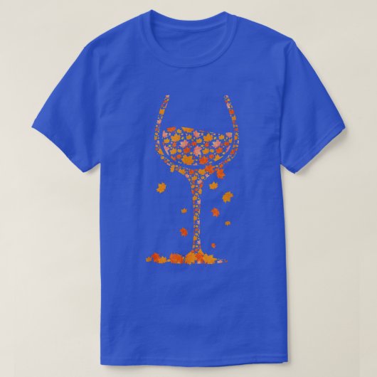 Glass Of Wine Maple Leaf Autumn Fall Funny Drink W Tシャツ (デザイン正面)