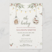 Glass Ornament Baby Shower Invitation Winter Theme 招待状 (正面)