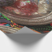 Glass ornaments in silver box with folk art ラッピングペーパー (角)