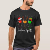 Glasses Of Wine Christmas Spirits Xmas Lights Elf Tシャツ (正面)